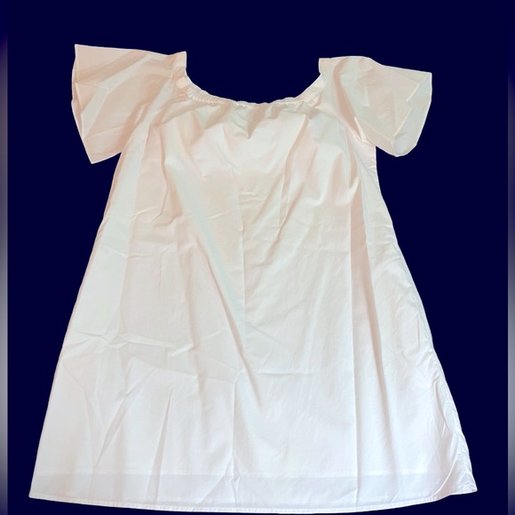 Banana Republic on off shoulder White Cotton Dress size large short sleeve lined - Picture 8 of 16